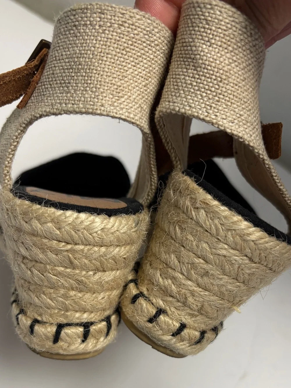 Miz Mooz Malena Black Suede Espadrille Wedge Sandals Ankle Strap  37 EU / 6.5-7